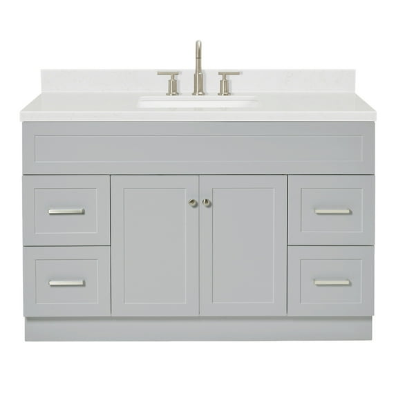Ariel Hamlet 54 In. Rectangle Sink Bathroom Vanity With Carrara White Quartz Countertop 1.5 Edge In Grey
