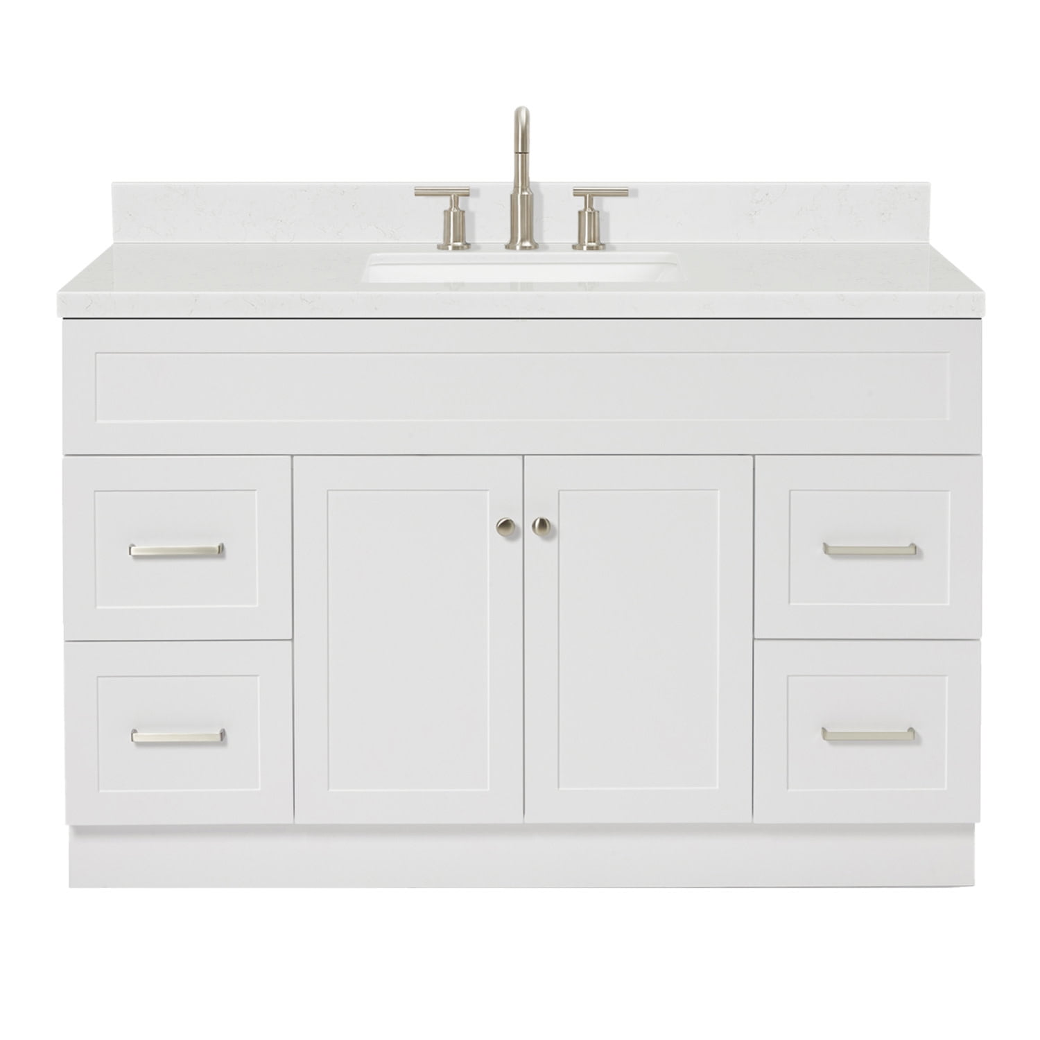 Hamlet 54" White Quartz Top Single Basin Freestanding Vanity