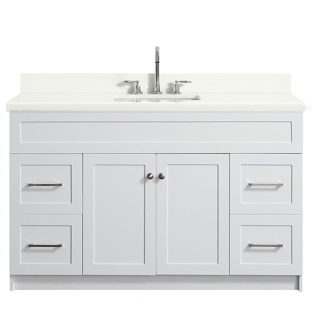 Hamlet 55" White Quartz Freestanding Single Sink Vanity