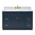 thumbnail image 1 of Ariel Hamlet 55 In. Oval Sink Vanity With 1.5 In. Carrara White Countertop In Midnight Blue, 1 of 11