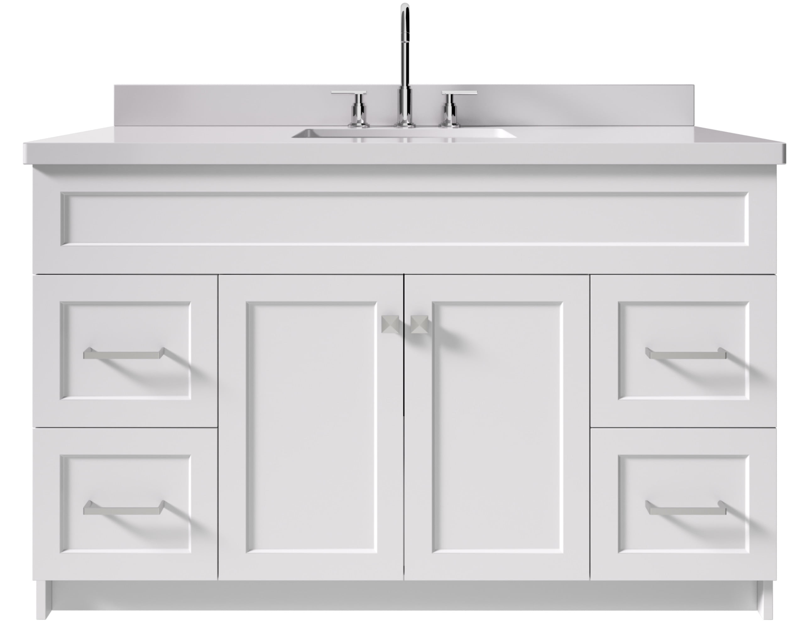 Hamlet 55" White Wood Single Basin Vanity with Quartz Top