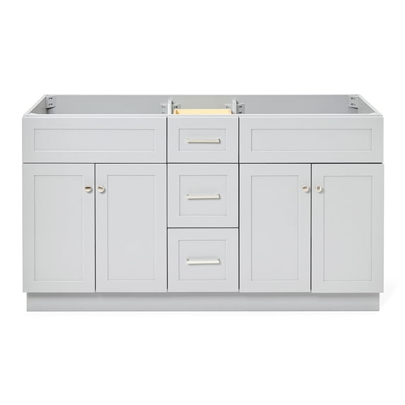Ariel Hamlet 60 In. Double Sink Base Cabinet In Grey