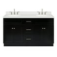 thumbnail image 1 of Ariel Hamlet 60 In. Double Oval Sink Bathroom Vanity With Carrara White Quartz Countertop 1.5 Edge In Black, 1 of 11