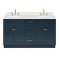 thumbnail image 1 of Ariel Hamlet 60 In. Double Oval Sink Bathroom Vanity With Carrara White Quartz Countertop 1.5 Edge In Midnight Blue, 1 of 11