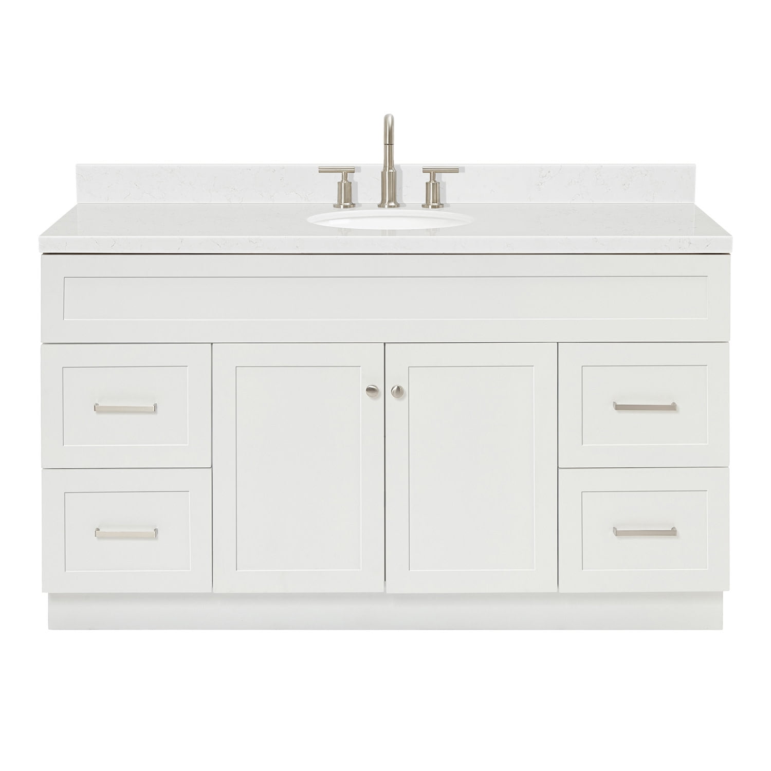 Hamlet 60" White Freestanding Single Sink Vanity with Quartz Top