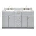 thumbnail image 1 of Ariel Hamlet 61 In. Double Rectangle Sink Vanity With 0.75 In. Carrara White Countertop In Grey, 1 of 11