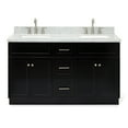 thumbnail image 1 of Ariel Hamlet 61 In. Double Rectangle Sink Vanity With 1.5 In. Carrara White Countertop In Black, 1 of 11