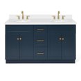 thumbnail image 1 of Ariel Hamlet 61 In. Double Oval Sink Vanity With White Quartz Countertop In Midnight Blue, 1 of 11