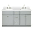 thumbnail image 1 of Ariel Hamlet 61 In. Double Rectangle Sink Vanity With White Quartz Countertop In Grey, 1 of 11