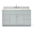 thumbnail image 1 of Ariel Hamlet 61 In. Rectangle Sink Vanity With 0.75 In. Carrara White Countertop In Grey, 1 of 11