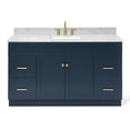 thumbnail image 1 of Ariel Hamlet 61 In. Rectangle Sink Vanity With 0.75 In. Carrara White Countertop In Midnight Blue, 1 of 11