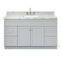 Ariel Hamlet 61 In. Rectangle Sink Vanity With 1.5 In. Carrara White Countertop In Grey