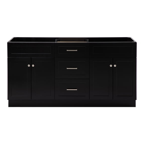 Ariel Hamlet 66 Inch Double Sink Base Cabinet In Black