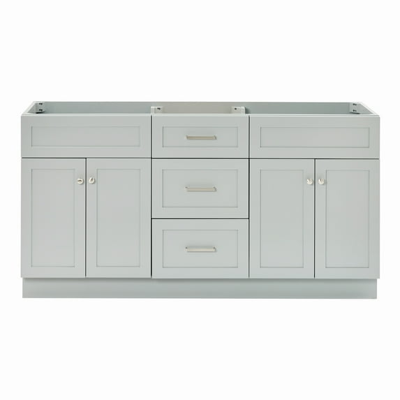 Ariel Hamlet 66 Inch Double Sink Base Cabinet In Grey