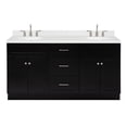 thumbnail image 1 of Ariel Hamlet 66 Inch Double Oval Sink Bathroom Vanity With Carrara White Quartz Countertop 1.5 Edge In Black, 1 of 11