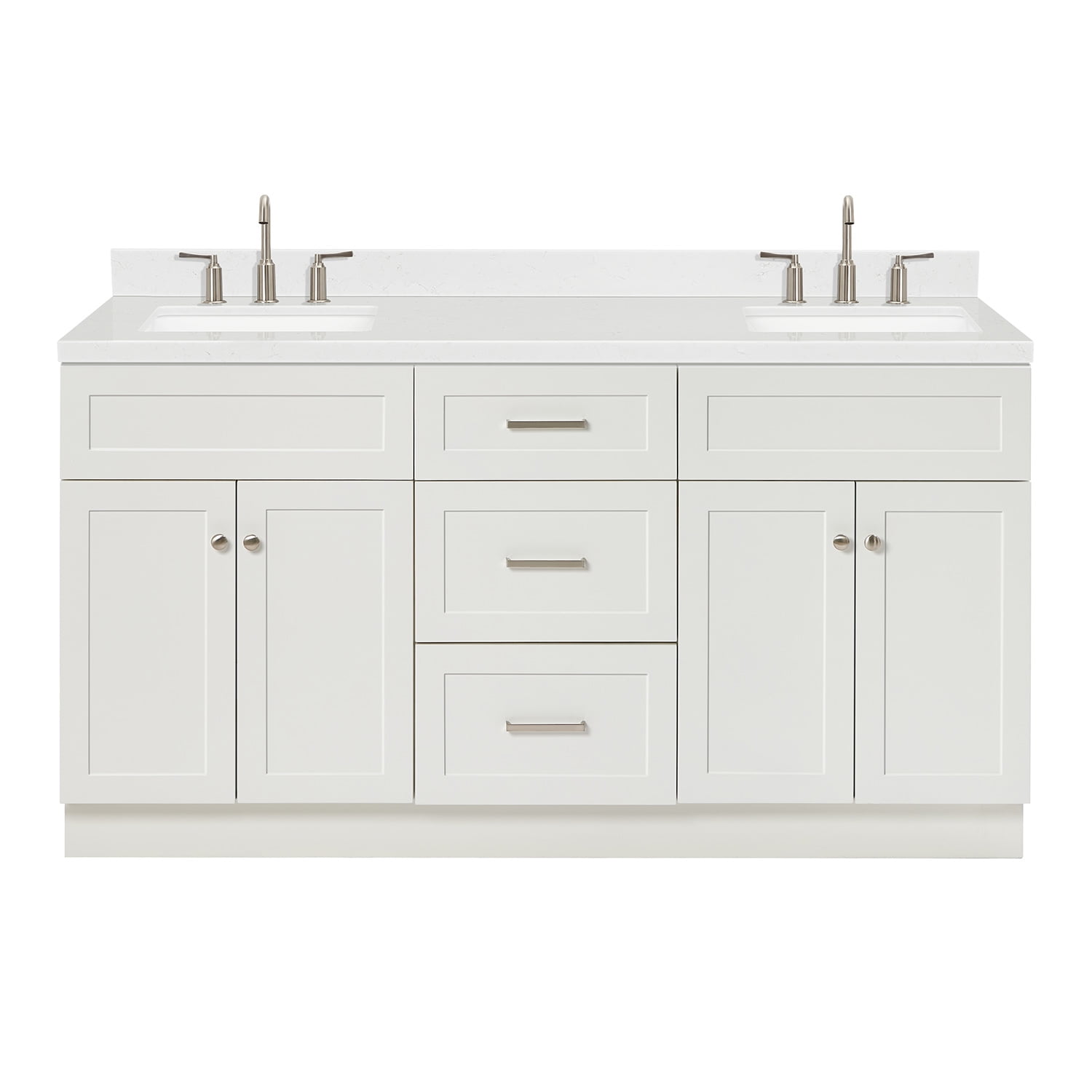 Hamlet 66" White Quartz Double Basin Freestanding Vanity Set