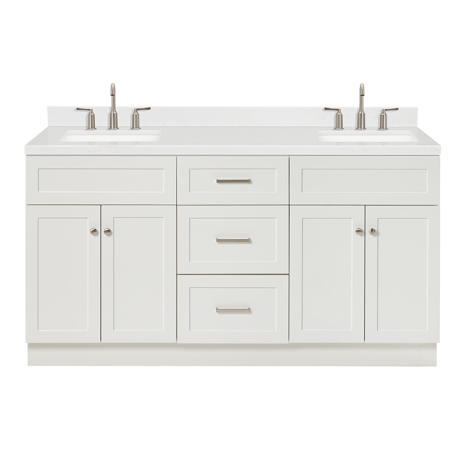 Hamlet 66" White Quartz Double Basin Freestanding Vanity Set