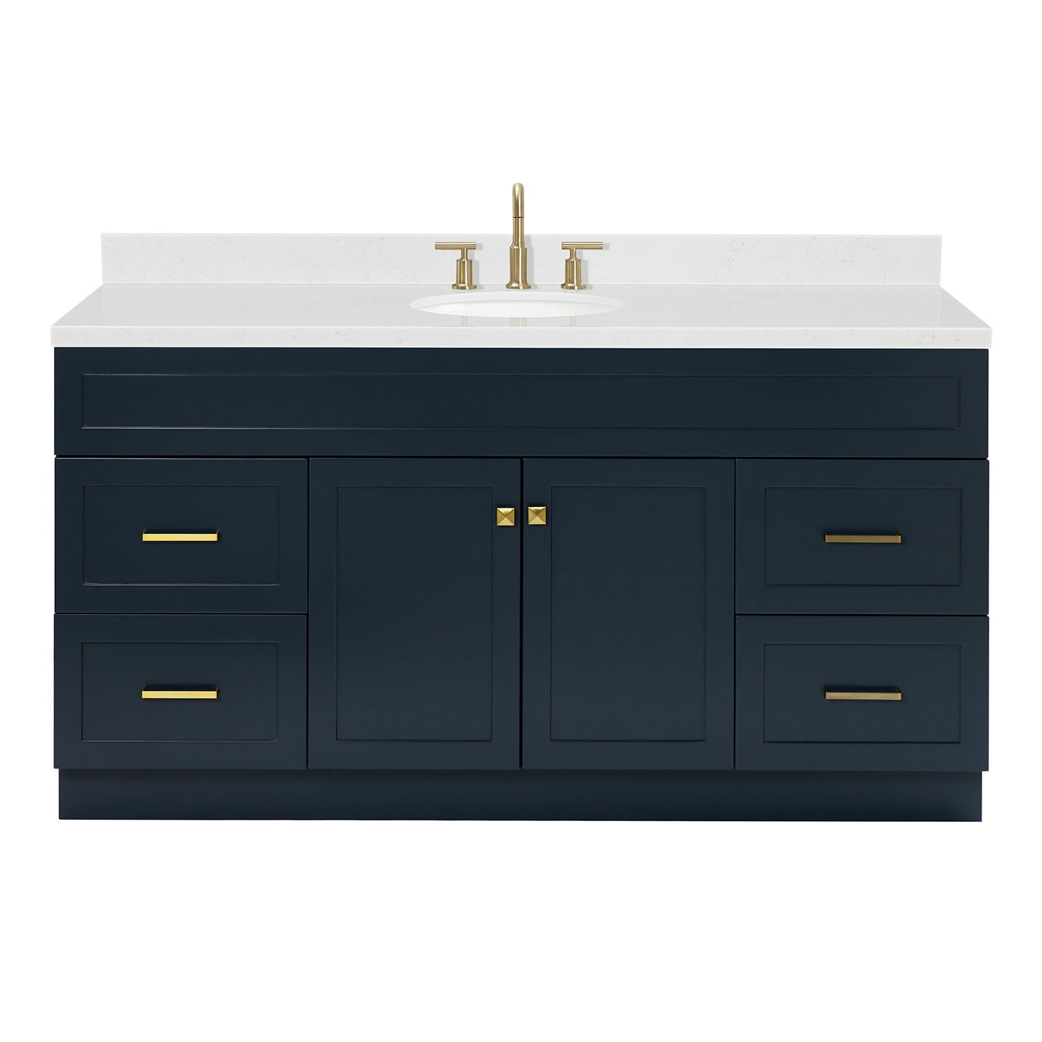 Midnight Blue 66" Freestanding Single Basin Vanity with Quartz Top