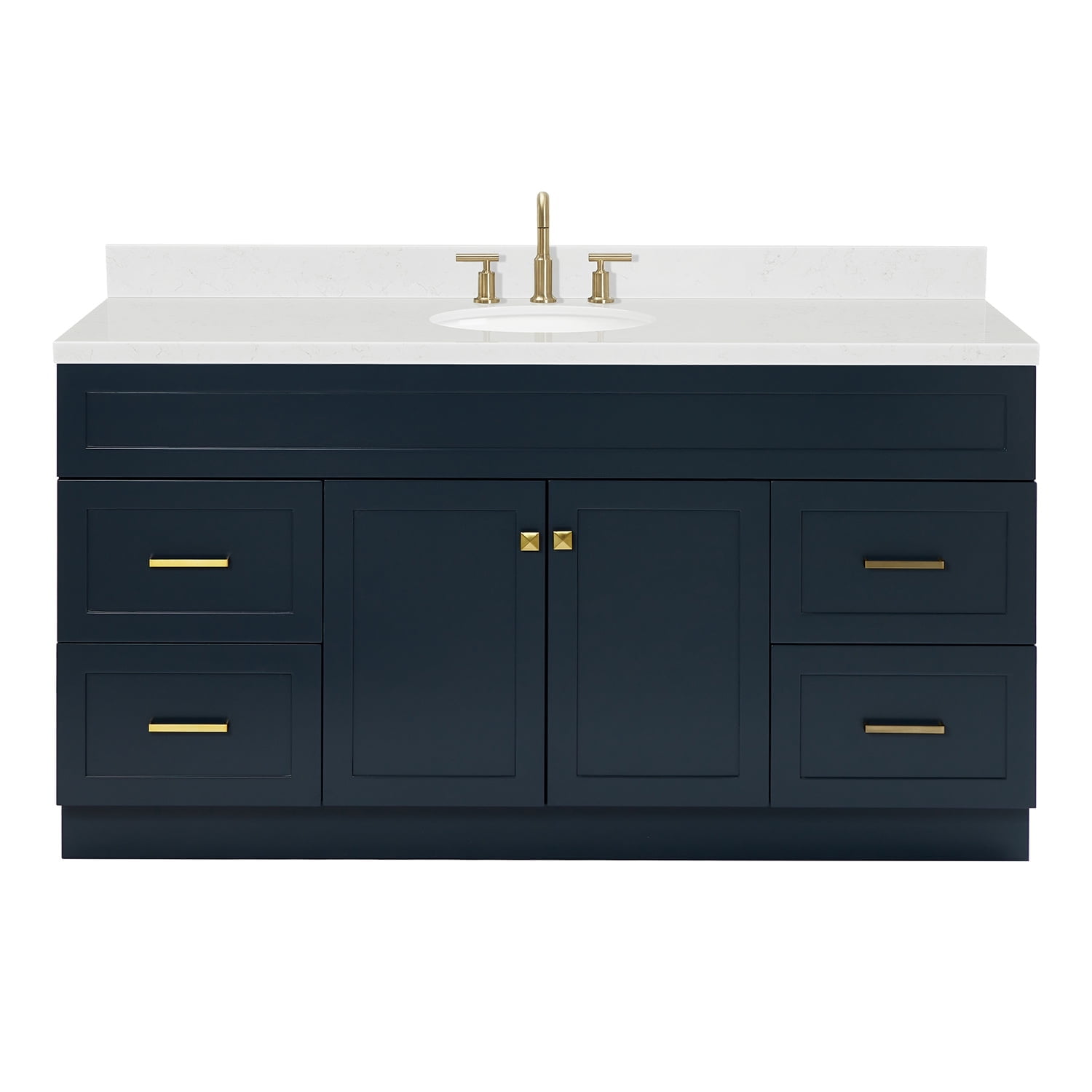 Midnight Blue 66" Freestanding Single Basin Vanity with Quartz Top