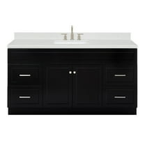 Ariel Hamlet 66 Inch Single Rectangle Sink Bathroom Vanity With Carrara White Quartz Countertop 1.5 Edge In Black