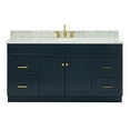 thumbnail image 1 of Ariel Hamlet 67 Inch Single Oval Sink Vanity With Carrara White Marble Countertop W/ 0.75 Edge In Midnight Blue, 1 of 11