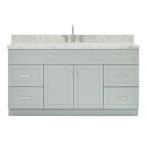 Ariel Hamlet 67 Inch Single Oval Sink Vanity With Carrara White Marble Countertop W/ 1.5 Edge In Grey
