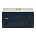 thumbnail image 1 of Ariel Hamlet 67 Inch Single Rectangle Sink Vanity With Carrara White Marble Countertop W/ 1.5 Edge In Midnight Blue, 1 of 11