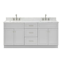 Ariel Hamlet 73 In. Double Rectangle Sink Vanity With 0.75 In. Carrara White Countertop In Grey