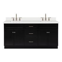 Ariel Hamlet 73 In. Double Rectangle Sink Vanity With White Quartz Countertop In Black