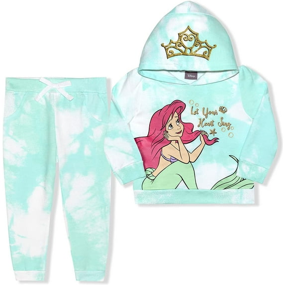 Ariel Girls 2 Piece Tie Dye Hoodie and Jogger Set, 4-6X