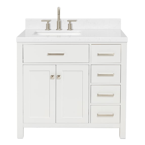 Ariel H036SLCQRVOWHT Bristol 36" Free Standing Single Basin Vanity Set - White