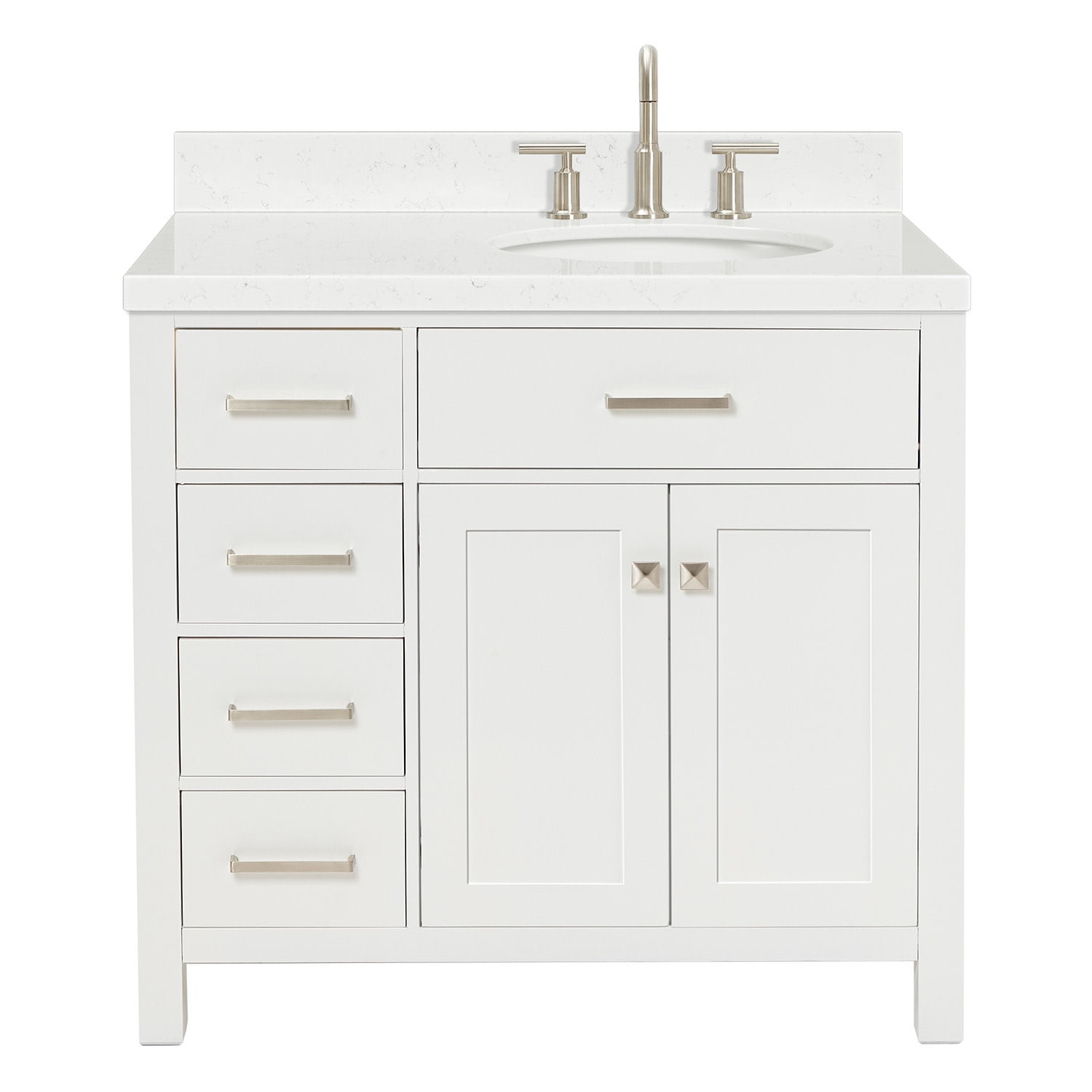 White 36" Freestanding Single Vanity with Quartz Top