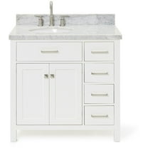 Ariel H037slcwovo Bristol 36" Thick Carrara Marble Vanity Top - White