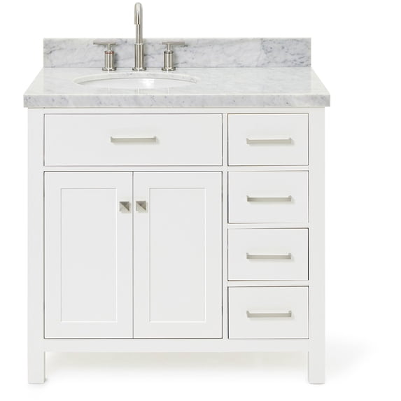 Ariel H037SLCWOVOWHT Bristol 37" Free Standing Single Oval Basin Vanity Set - White