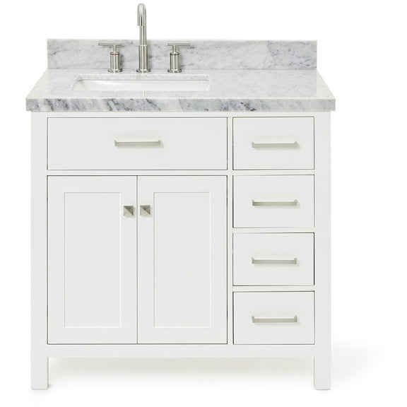 Ariel H037slcwrvo Bristol 36" Thick Carrara Marble Vanity Top - White