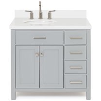 Ariel H037slwqovo Bristol 37" Free Standing Single Oval Basin Vanity Set - Grey