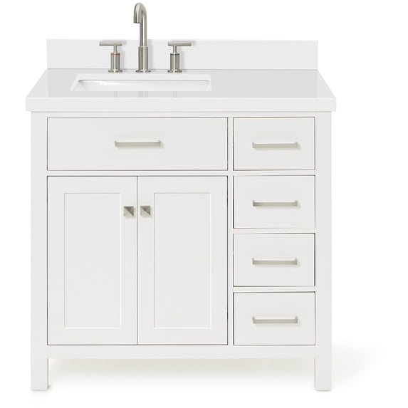 Ariel H037SLWQRVOWHT Bristol 37" Free Standing Single Rectangular Basin Vanity Set - White