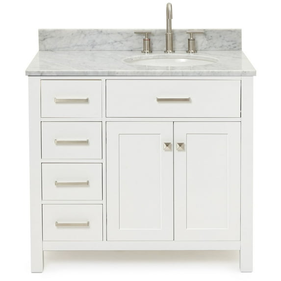 Ariel H037srcw2ovo Bristol 37" Free Standing Single Oval Basin Vanity Set - White