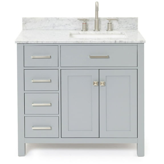 Ariel H037srcw2rvo Bristol 36" Thick Carrara Marble Vanity Top - Grey