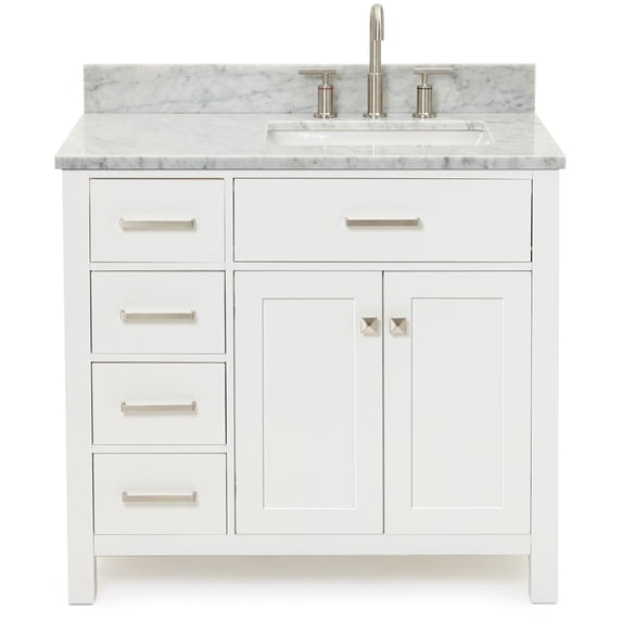 Ariel H037SRCW2RVOWHT Bristol 37" Free Standing Single Rectangular Basin Vanity Set -
