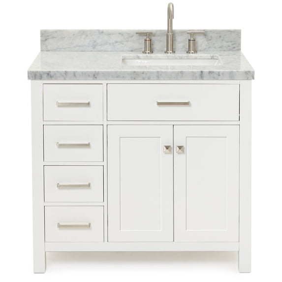 Ariel H037srcwrvo Bristol 37" Free Standing Single Rectangular Basin Vanity Set - White