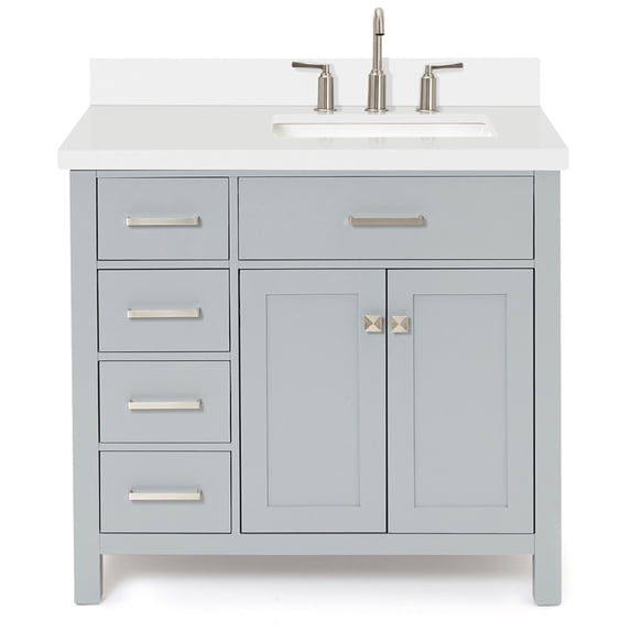 Ariel H037srwqrvo Bristol 37" Free Standing Single Rectangular Basin Vanity Set - Grey