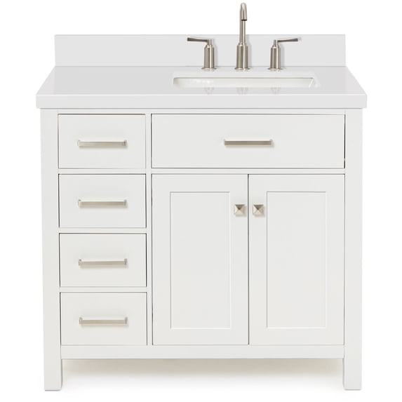 Ariel H037SRWQRVOWHT Bristol 37" Free Standing Single Rectangular Basin Vanity Set - White