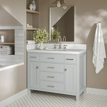 ARIEL Bristol 42 Inch Single Rectangle Sink Bathroom Vanity With Carrara White Quartz Countertop 1.5 Edge In Grey