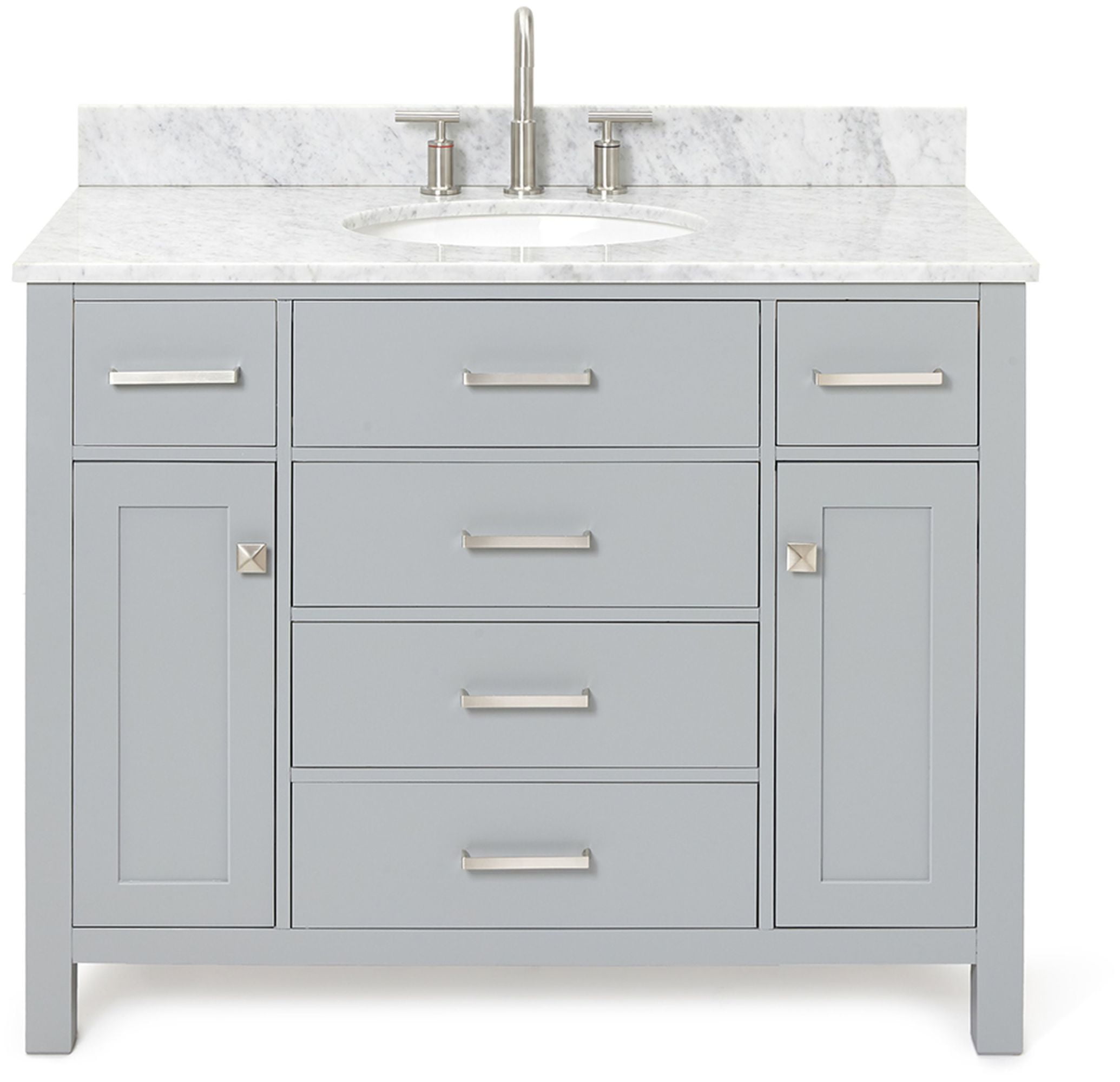 Gray Freestanding Single Vanity with Marble Top