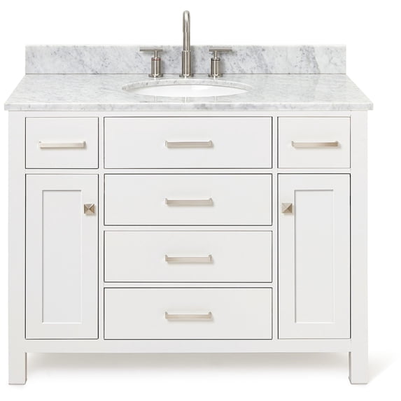 Ariel H043SCW2OVOWHT Bristol 43" Free Standing Single Oval Basin Vanity Set - White