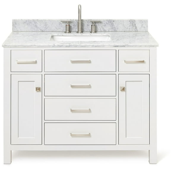Ariel H043scw2rvo Bristol 43" Free Standing Single Rectangular Basin Vanity Set - White
