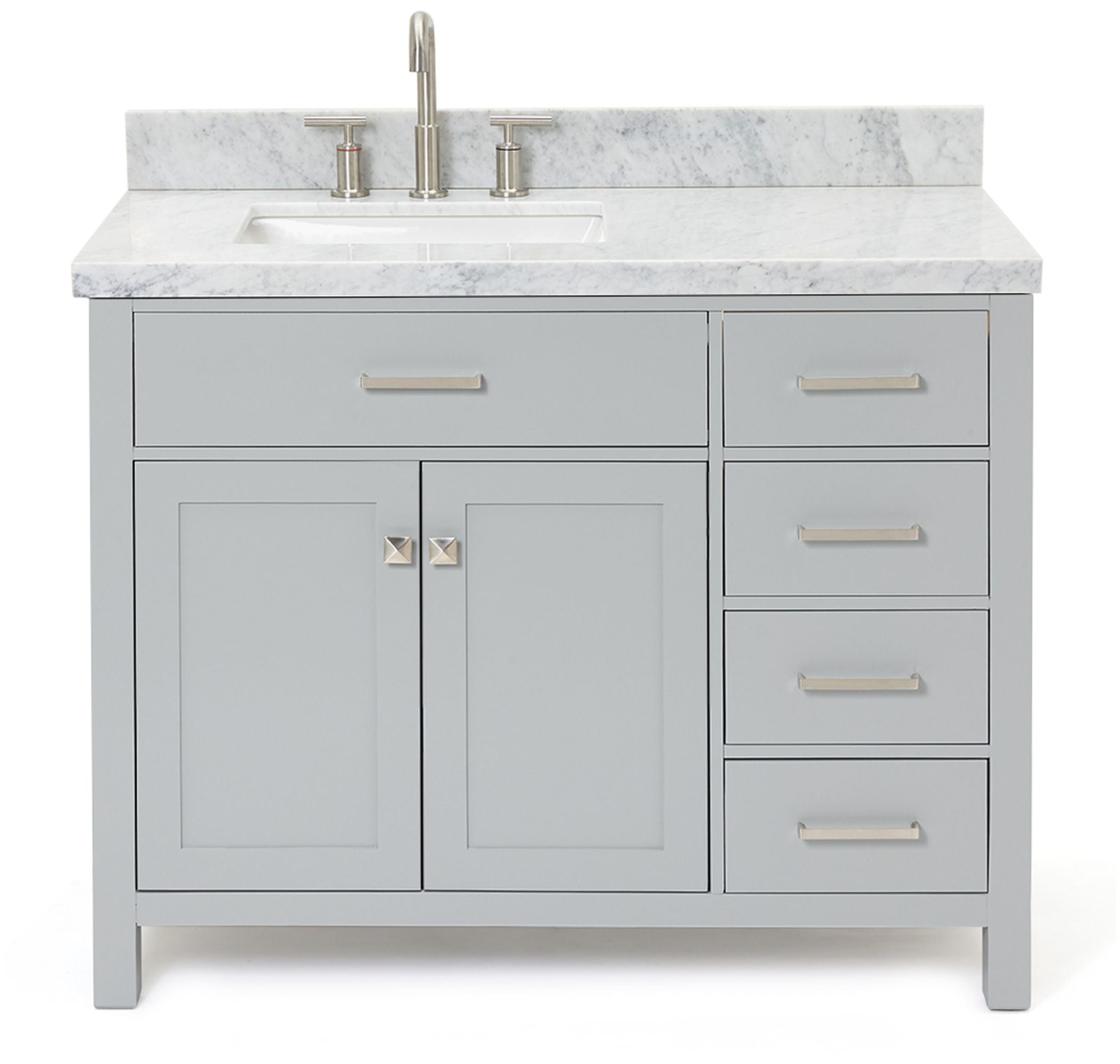 Grey Freestanding Vanity with Carrara Marble Top, 43-inch