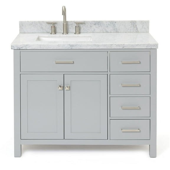 Ariel H043slcwrvo Bristol 42" Thick Carrara Marble Vanity Top - Grey