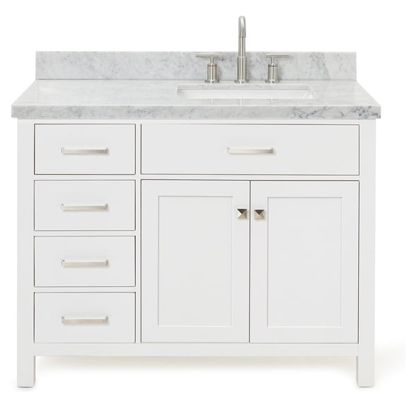 Ariel H043SRCWRVOWHT Bristol 43" Free Standing Single Rectangular Basin Vanity Set - White
